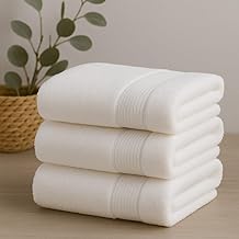 Premium Cotton Bath Towels, White, Highly Absorbent Quick Dry, Lightweight, Skin-Friendly, (White, Pack of 3)
