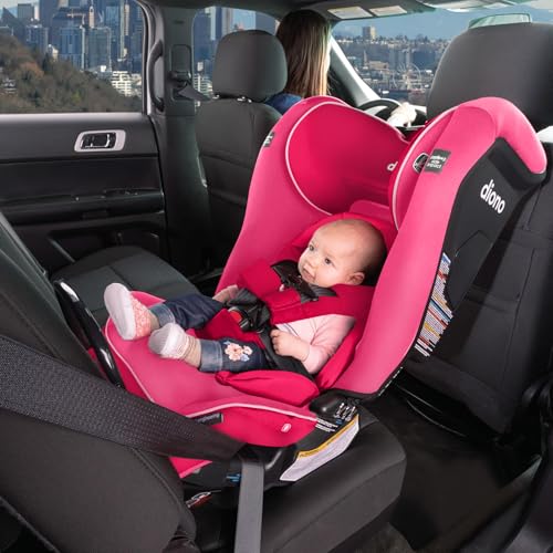 Diono Radian 3RXT SafePlus, 4-in-1 Convertible Car Seat, Rear and Forward Facing, SafePlus Engineering, 3 Stage Infant Protection, 10 Years 1 Car Seat, Slim Fit 3 Across, Pink Cotton Candy