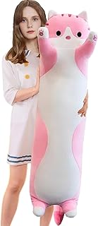 Lange Katze Kuscheltier Stofftiere Katzen Plüsch Kisse Süße Kätzchen Plüschtier Schlafkissen,Weiche Lange Katze Kuschelkissen Geschenk für Kinder Freundin(90cm/35.4inch,Pink)