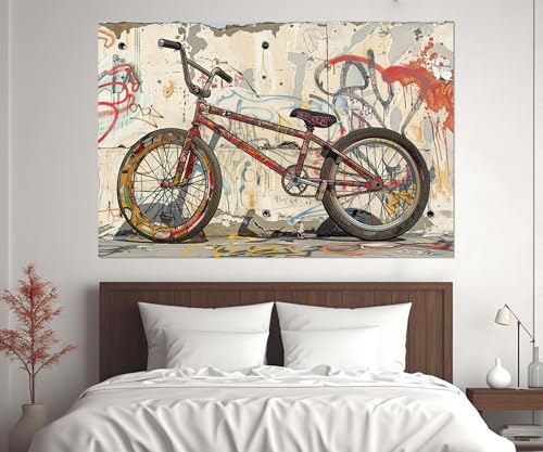 Impressions d'art mural abstrait de vélo rétro peinture toile 30x40cm