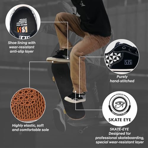 Image of Skateboard Shoes for Men Leather Low Top Pro Skateboarding Training Casual Sneakers