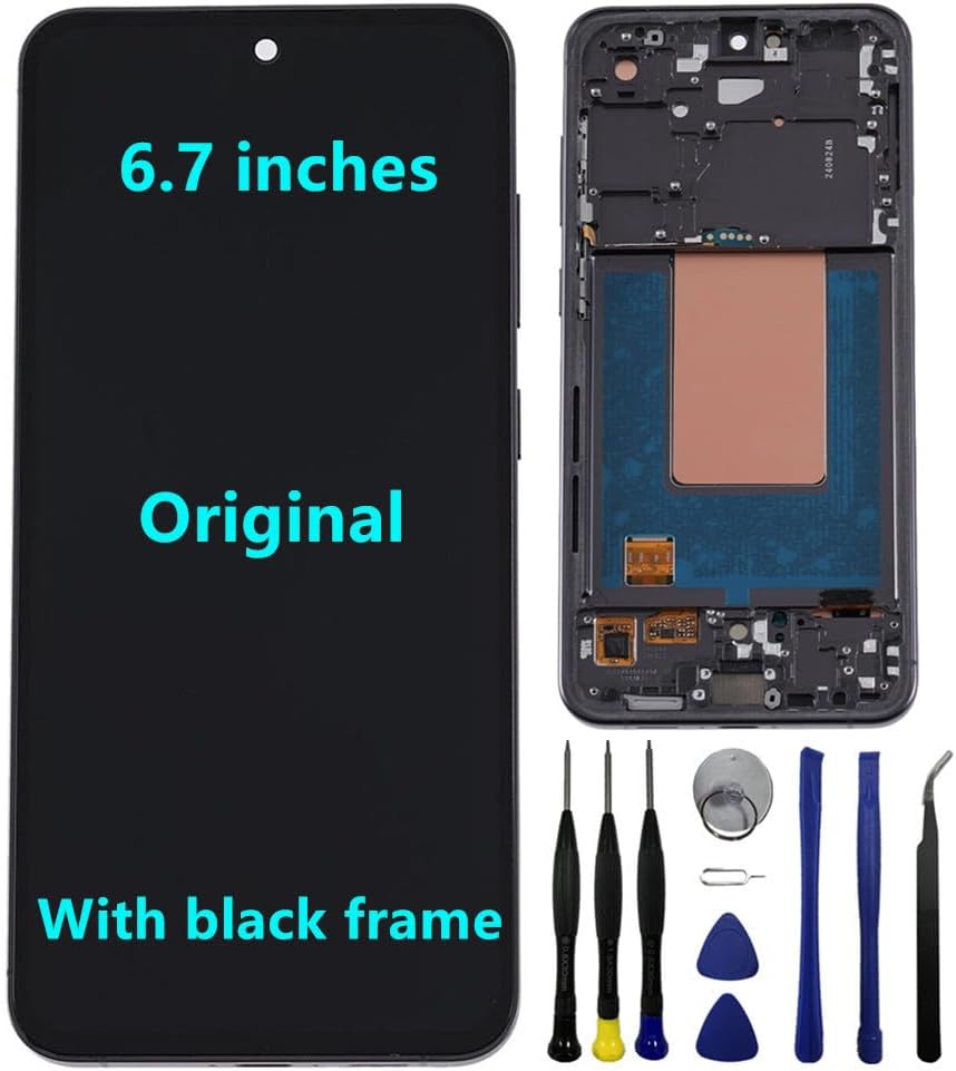 6.7" Original AMOLED 120 HZ for Samsung Galaxy S24 FE Screen Replacemen OEM S24FE 5G SM-S721U SM-S721U1 SM-S721B Display Touch Screen Digitizer Assembly (with Black Frame+Tools)