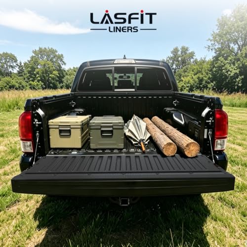 Image of LASFIT Tailgate Mat for Toyota Tacoma 2005-2015 (Not Fit Drop-in Liners) | All Weather Truck Tailgate Liner for Tacoma TPE Tailgate Protector Liner Tacoma 2005-2015 Accessories Black