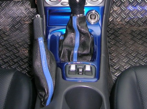 RedlineGoods ebrake Boot Compatible with Toyota Celica 2000-06. Tailor Made - not Universal. Genuine top-Grade Italian Black Leather with Blue Thread
