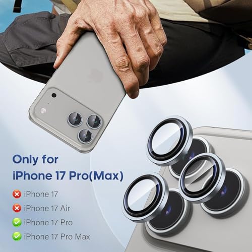 Image of for iPhone 17 Pro / 17 Pro Max Camera Lens Protector Original Individual Lens Screen Protector | 9H Hardness, Scratch-Resistant, Case Friendly (Titanium Gray)