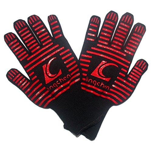 JOYOOO 2 unidades 500°C Guantes para Ultra Calor Extremo de Parrilla para Ahumador, Horno y barbacoa al aire libre