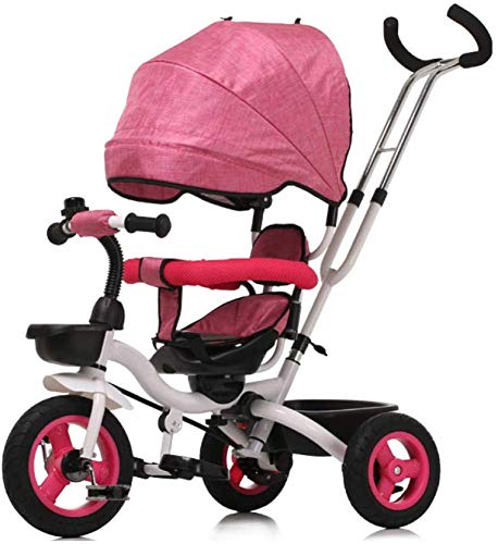 Save %17 Now! HUJPI Foldable Kids Tricycles Chrome Front Fender, Kids Trike Bike with Pushing Handle...