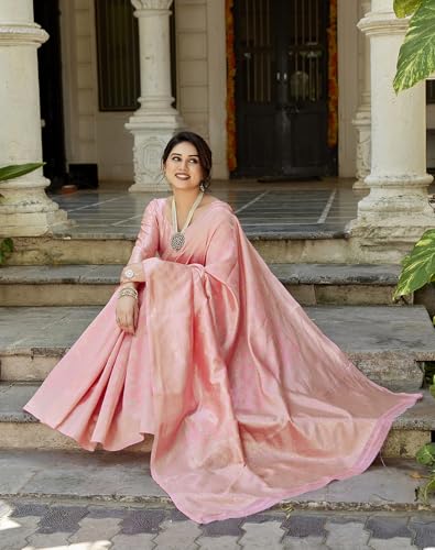 Image of Yashika Women's Trendy Pure Banarasi Kanjivaram Saree with Blouse Material