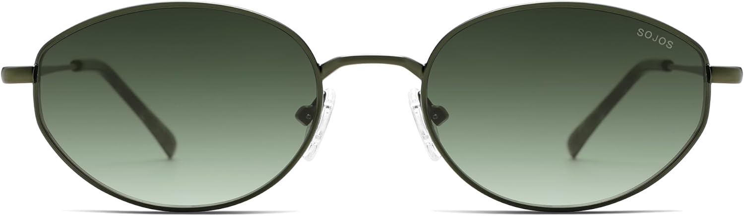 SOJOS Oval Sunglasses for Women Men with Polarized Lenses, Metal Frame Retro Classic UV Protection Shades