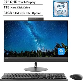 2019 Lenovo IdeaCentre 520 27" Touch Display QHD(2560x1440) AIO Desktop Computer, Intel Hexa-Core