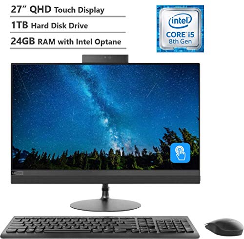 2019 Lenovo IdeaCentre 520 27" Touch Display QHD(2560x1440) AIO Desktop Computer, Intel Hexa-Core