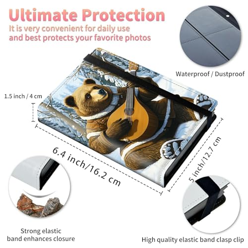 Image of Wedding Albums 4x6 120 Pockets Photos with Strong Elastic Band, Small Mini Albums Sheet Protector Folder for Photos, Album for Family Anniversary Women Men Baby Vacation Gift, Guitar Bear