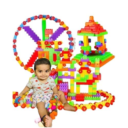 Mobclixs Technologies Pvt. Ltd 50 Pieces Building Blocks With Wheel Age 3+,Smart Activity Fun And Learning Train Blocks,Building Blocks,Bricks Blocks,Kids And Children For 3-5 Years -024