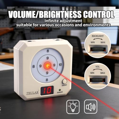 Image of ZBULAR 3rd Dry Fire Training System,Portable Glass Fiber Digital Laser Target Compatible with Laser Strike System Most of Training Cartridges 9mm /22lr for Practive Type-C Charging, LED Display