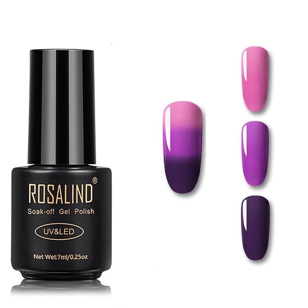 ROSALIND Thermal Color Change UV Gel 7ml Semi-Permanent Nail Polish Glossy Glitter in UV LED Gel Nail Gel from BELLE GAGA™ Varnish Lacquer Nail Art Hybrid Easy To Use Soak Off Gel (T109)-image-41