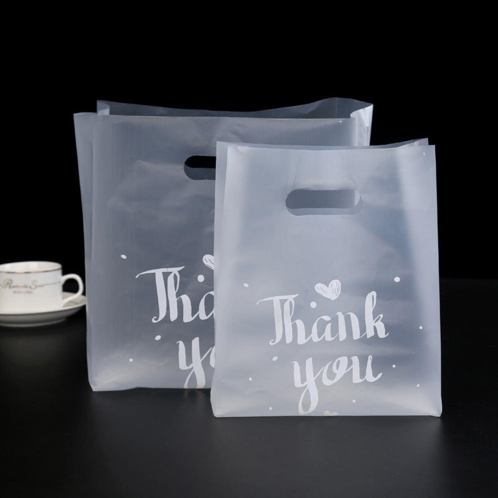 50pcs Thank You Plastic Gift Bags Shopping Packaging Bags with Handle Christmas Party Wedding Favors for Guests Decoration