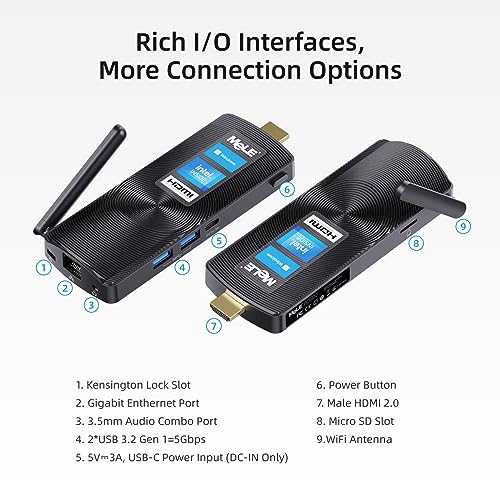 MeLE PCG02 Fanless Mini PC Stick Celeron J4125 8GB 256GB Micro Desktop Computer Windows 11 Pro HDMI 4K 60Hz Wi-Fi Ethernet Portable Computer for Business Office Industrial IOT Media Video - Image 5