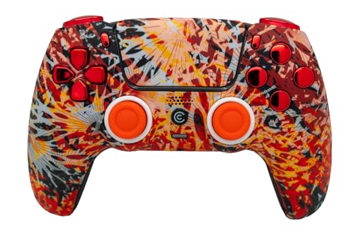 Image of Custom Controllerzz Custom Wireless Controller Compatible with PS5 - Multiple Designs Available (Solar Flare & Red Chrome)