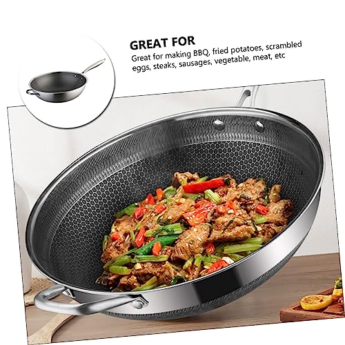 Wok tradicional de acero inoxidable con doble mango miniatura 7