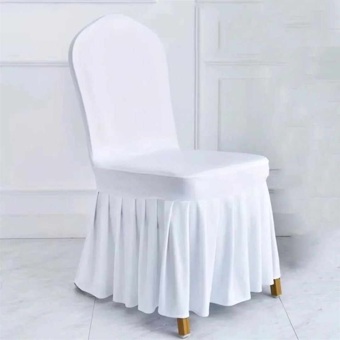 PBTMCD 4 Pack Stretch Chair Covers, Universal Spandex Slipcovers For Wedding Banquet Hotel Dining(White)