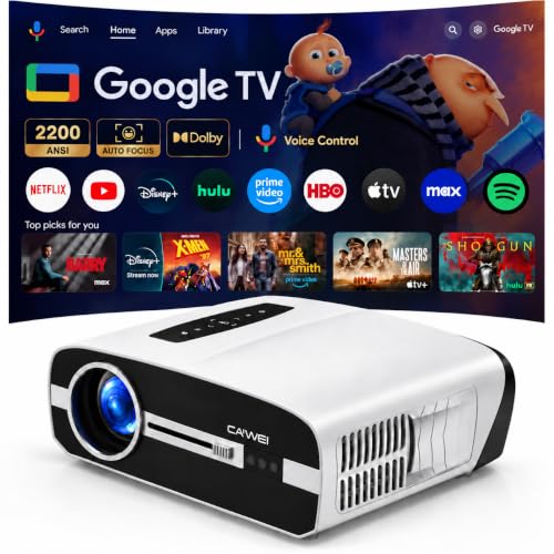 Image of UHD LCD Google TV Projector, 2200 ANSI Lumens, Native 1080P Smart Projector 4K Decoding, WiFi 6 Bluetooth, Auto Focus & Keystone, Dolby Audio, NFC Cast, Home Theater & Outdoor Movie Projector