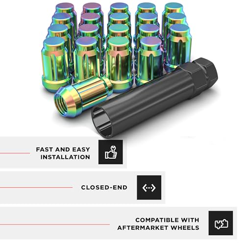 Image of White Knight 3804NEO-20AM Neo Chrome 1 /2 inch-20 Spline Lug Nut with Key, 20 Pack (for AFTERMARKET Wheels with Smaller 0.80 inch Diameter Seating)
