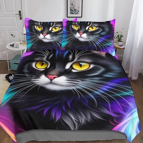 Housse de couette chaton 140x200 parure lit microfibre single - 2