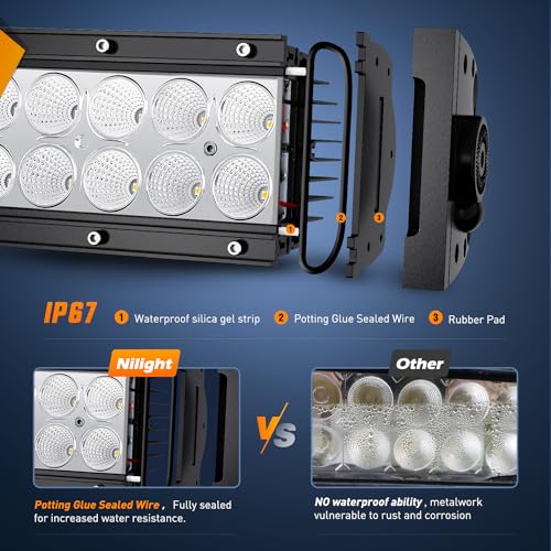 Image of Nilight 42Inch 240W Spot Flood Combo Led Light Bar Off Road Driving Lights Boat Lights Fog Light 12V On /Off 5 Pin Rocker Switch Power 14AWG Wiring Harness Kit-1 Lead for Trucks