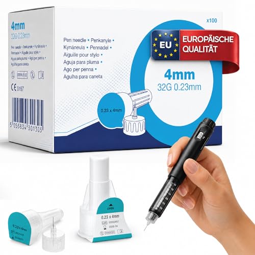 Sterile Einweg-Nadeln 32G (0 25 × 4 mm) 100 Stück mit Schutzfolie | Präzisionsnadeln aus Edelstahl für Labor Industrie Kosmetik & technische Anwendungen (32G (0 25 × 4 mm))