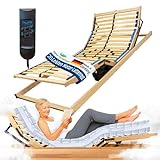 Reha-Schlafwelt 7-Zonen Lattenrost HARMONYFLEX KF mit Motor, Kopf-Fußteil elektrisch verstellbar, fertig montiert Lattenrost mit Motor und Fernbedienung, Made in Germany, 90 x 200 cm