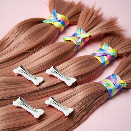 4 Piezas Clips para el Cabello Forma de hueso de perro Blanco Galyacht miniatura 6