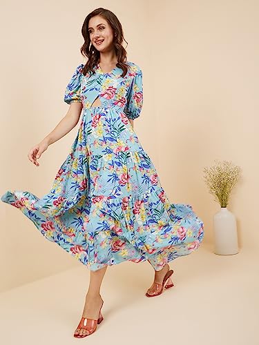 Image of Rare Women's Rayon Fit and Flare Maxi Casual Dress