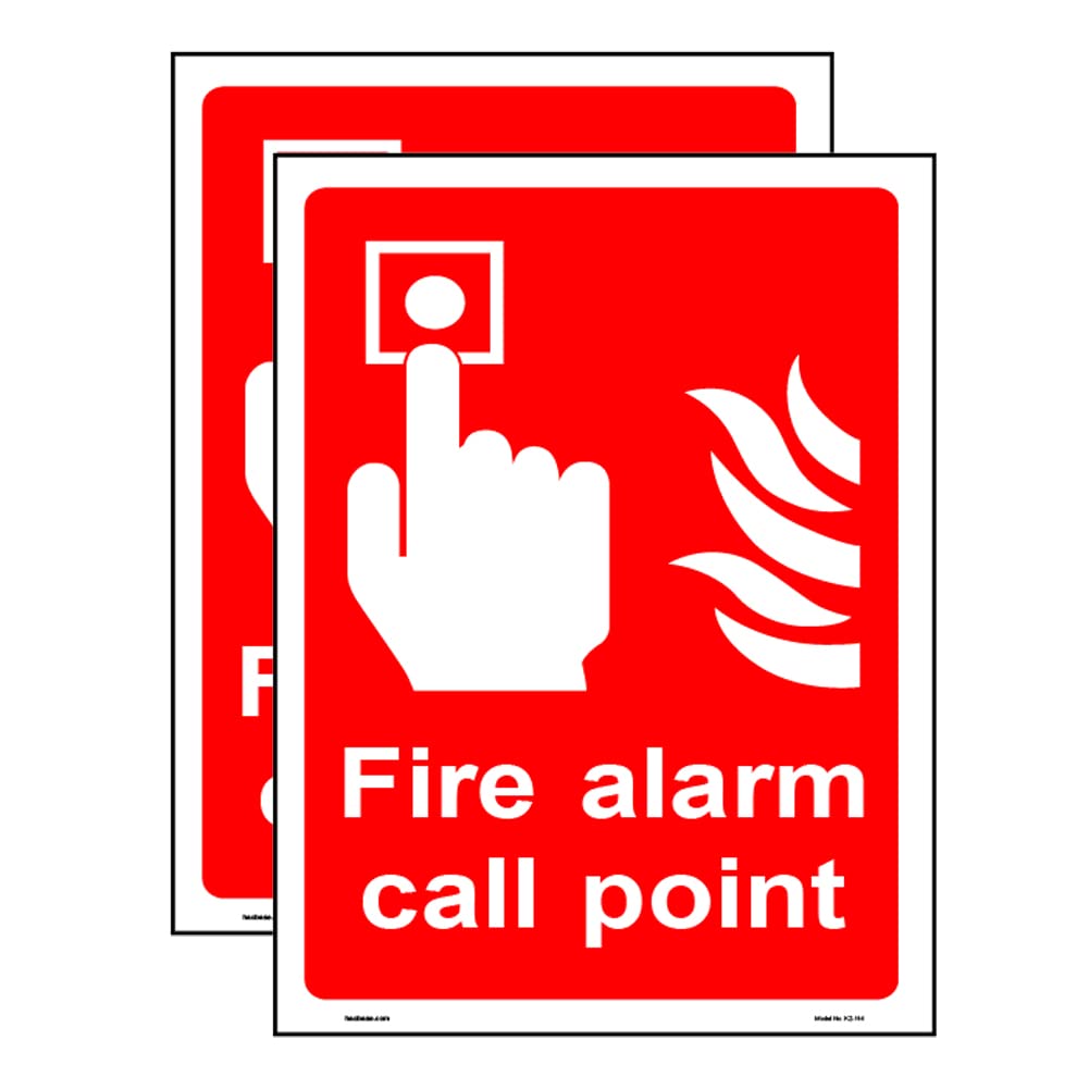 2 Pcs Fire Alarm Call Point Safety Signs Stickers - Self Adhesive Vinyl (20cm x 15cm)