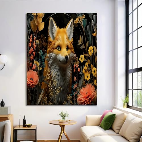 Lienzos decorativos de pared de zorro naranja GDJSMIN, cuadros para comedor y salon 60x90