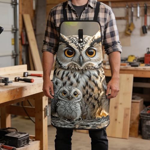 Delantal para trabajo en madera Owl Birds unisex miniatura 5