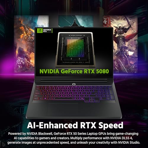 Image of Lenovo Legion Pro 7i 16 inch WQXGA 240Hz Gaming Laptop, Intel Core Ultra 9 275HX, GeForce RTX 5080 16GB GDDR7, 64GB DDR5, 5TB Storage (4TB SSD&1TB Docking Station), RGB Backlit Keyboard, Win 11, Black