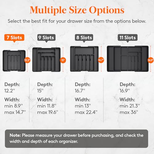 Lifewit Silverware Drawer Organizer, Expandable Utensil Tray for Kitchen, BPA Free Flatware and Cutlery Holder, Adjustable Plastic Storage for Spoons Forks Knives, 8.9-14.7 x 12.2", White - 4