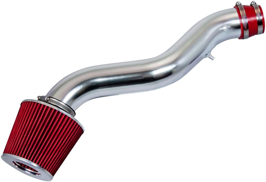 RSG CHROME PIPE with RED Short Ram Intake Kit with Filter Compatible For 90-93 ACURA INTEGRA 1.8L DA DB