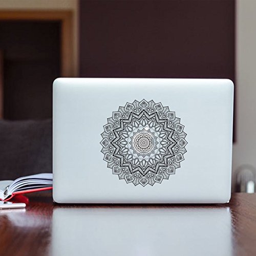 Orientalna czarno-biała naklejka z wzorem mandali | laptop, samochód, lodówka, naklejka ścienna