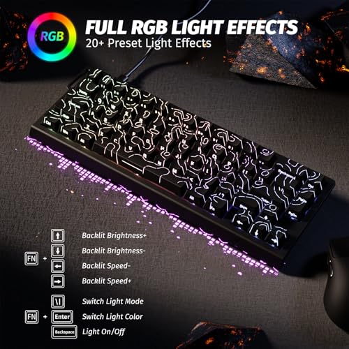 Image of ATTACK SHARK X68 HE 8000Hz Rapid Trigger Keyboard, 0.01 mm RT Accuracy, Wired RGB 60% Gaming Keyboard with Magnetic Switches, Adjustable Actuation, Snap Tap, for PC /Mac, Black Contours