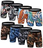 Xaanelr Men's Bamboo Viscose Boxer Briefs Underpants, 8 Pack, M, Regular, Gray - Comfortable, Stretchy, Quick-Drying, Tag-Free