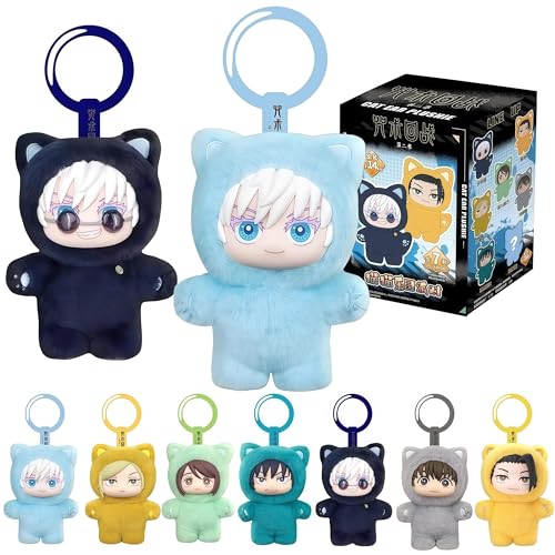 MINISO Random 1pc Jujutsu Kaisen Plush Keychain Set Officially Licensed Anime Soft Vinyl Pendant Gojo Yuji Megumi Sukuna Cute Bag Charm Gift for Anime Fans
