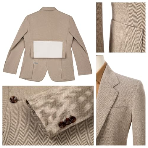 Retro Mens Suit Herringbone Tweed Slim Fit 2 Piece Formal Dress Suits Groomsmen Tuxedos Set Prom Jacket Blazer Pants for Men3