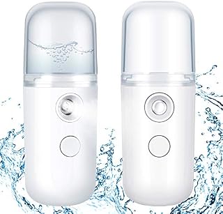 2 Pieces Nano Facial Mister 30ml Portable Mini Face Mist Handy Steamer USB Mist Hand Eyelash Extensions Atomization Machine for Facial Hydrating (White)