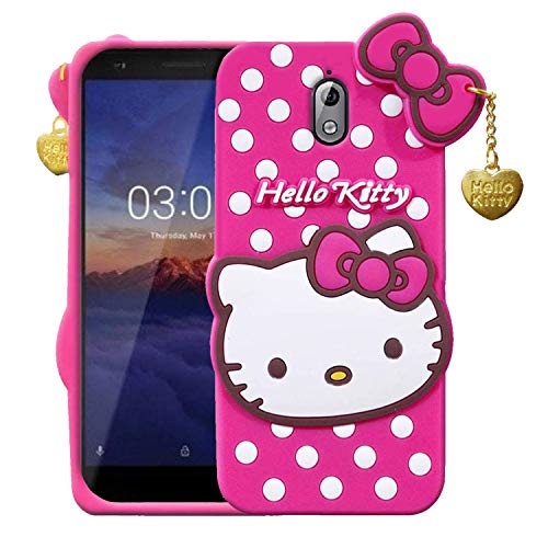 Image of Unirock Hello Kitty Back Case Cover for Asus Zenfone Max Pro M1| 3D Cute Hello Kitty Case |Soft Silicone Rubber Back Cover with Pendant Kitty Cover for Asus Zenfone Max Pro M1 (Pink)