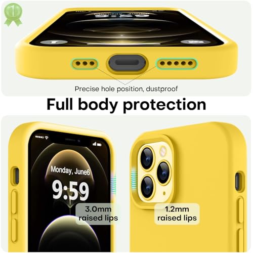 Image of LOVE 3000 Compatible with iPhone 12 Pro Max Phone Case | Thickening Liquid Silicone | Anti-Scratch Microfiber Lining | Full-Body Duty Heavy Protection Case for iPhone 12 Pro Max Women Girls, Yellow