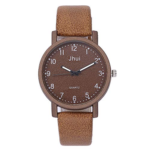 Evangelia.YM Fashion Leather Belt Analog Quartz Watch for Women Teens Girl Xmas Gift Minimalist Arabic Numbers Scale Dial Students Wristwatch (Coffee)
