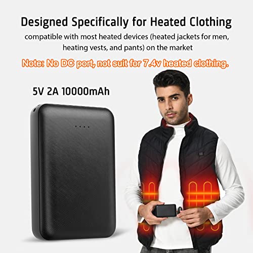 Whsahans 5V 2A Rechargeable Battery Pack For Heated Vest 10000Mah Heated Jacket Battery Power Bank For Heated Vests Heated Jackets Heated Hoodies For Men Women thumb #1