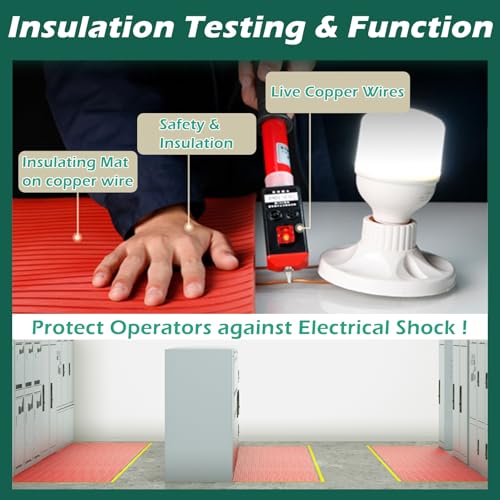 High Voltage Insulated Rubber Mat Cuttable, Electrical Non Slip Insulating Mats for Power Electrician, Large Distribution Room Safety Matting for Home Commercial(Red,6'x3/16