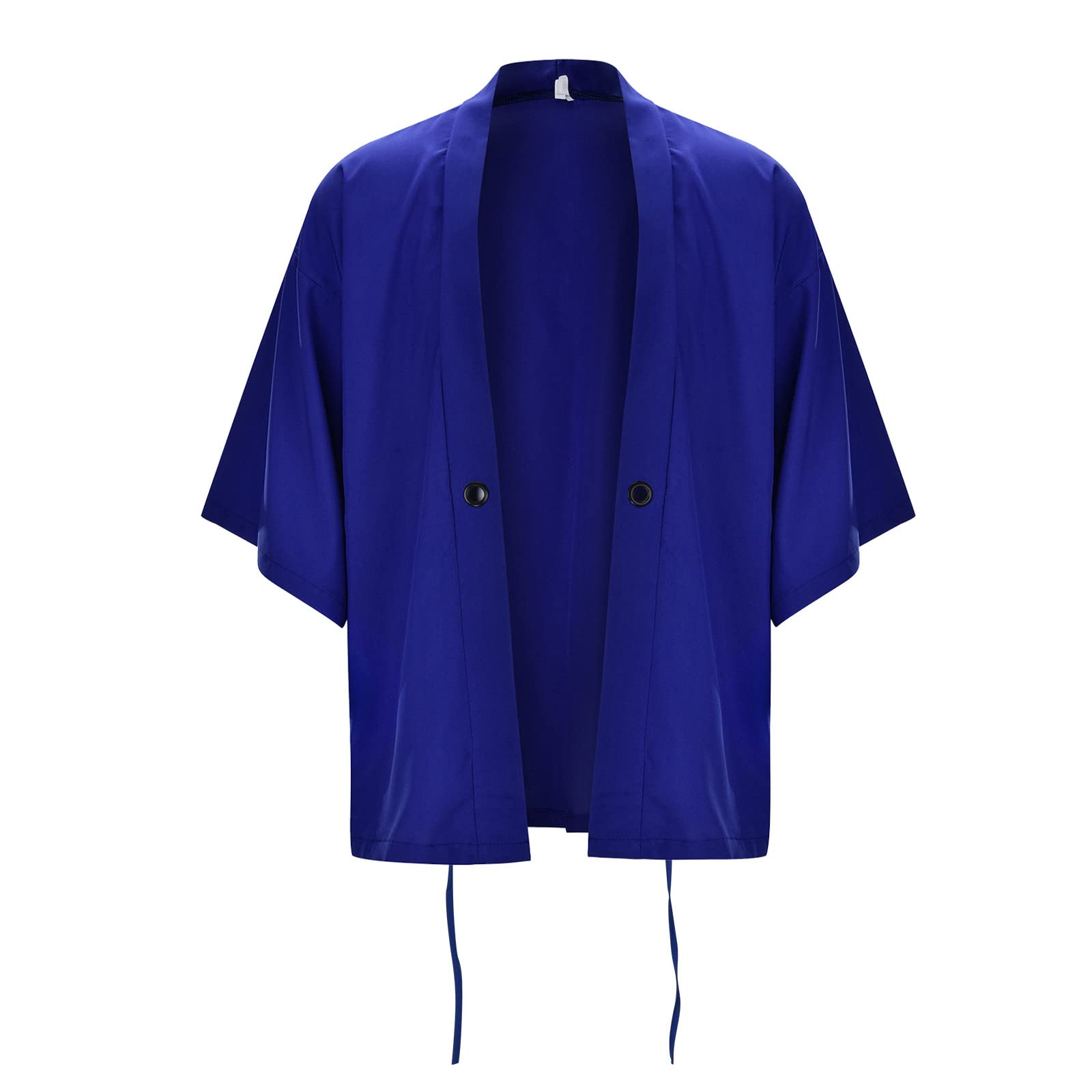 Beokeuioe Camisa de playa para hombre, kimono japonés, albornoz de lino, cárdigan frontal abierto, camisas, albornoz, bata, bata de 7 mangas, chaqueta de verano